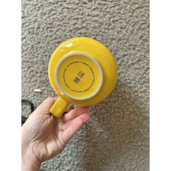 Ceramic Lego Head Mug Silly Face Tongue Out Yellow - Picture 4 of 4